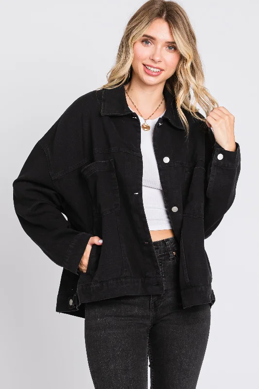 Black Basic Denim Jacket