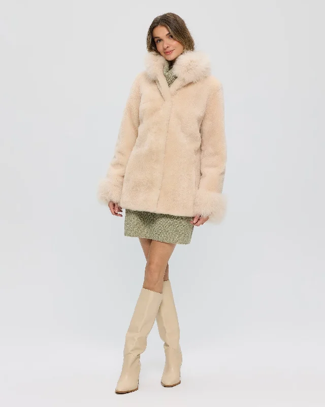 Sheared Select Cashmere Goat Jacket with Select Cashmere Goat Collar and Cuffs