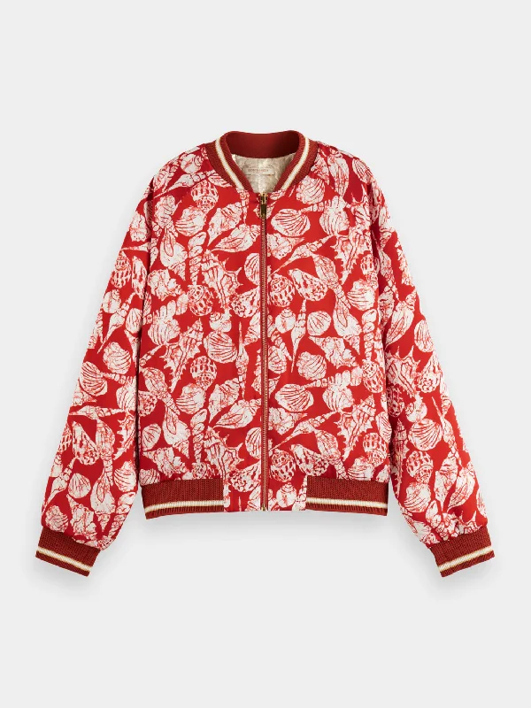 Shell batik reversible bomber jacket