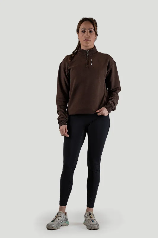 PF65.Wood Quarter Zip Sweater Walnut Brown