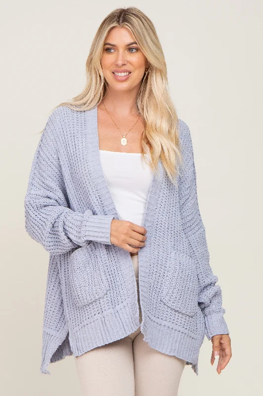 Light Blue Chunky Knit Oversized Cardigan